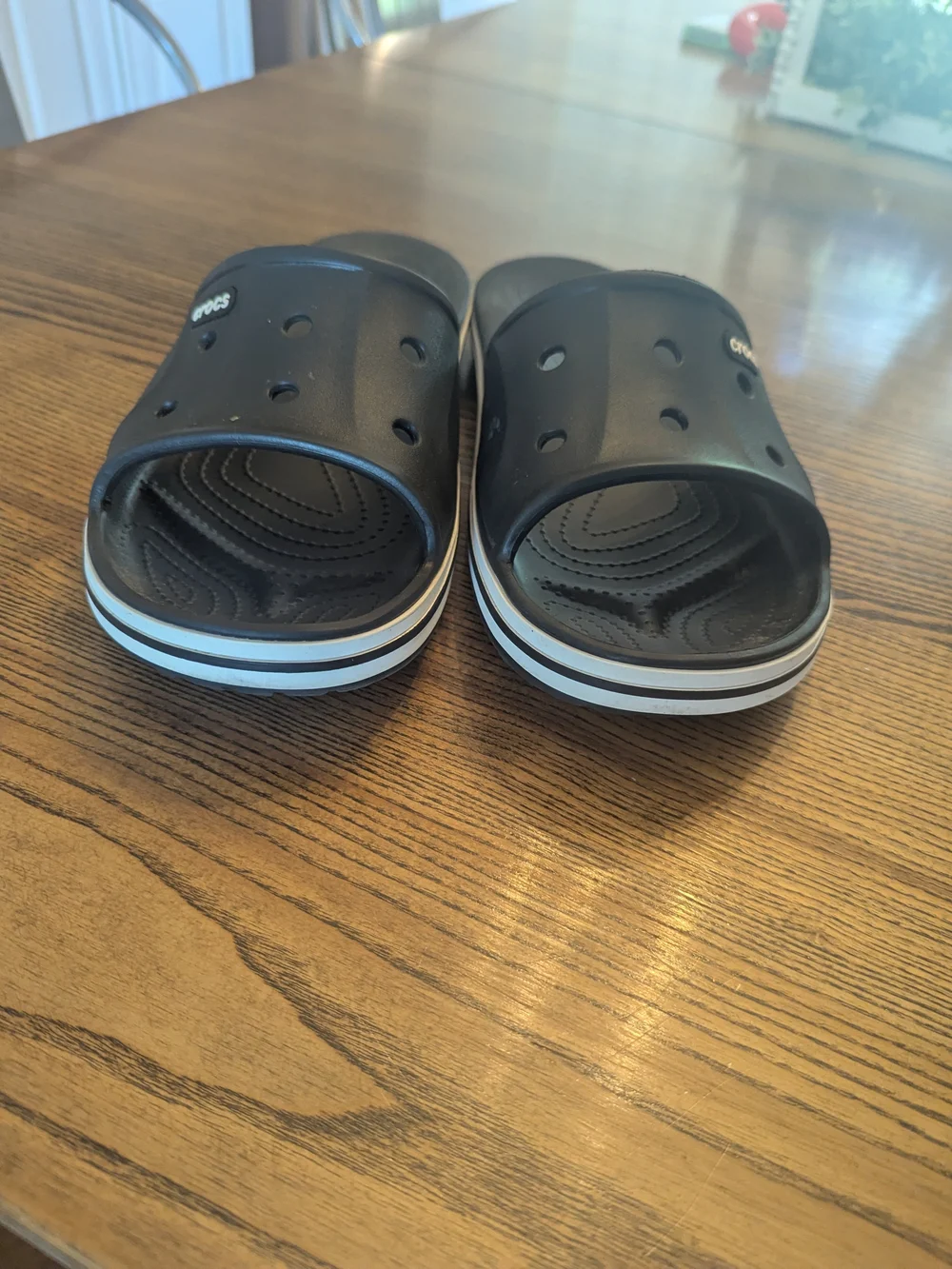 EUC Crocs Mens 13 Bayaband Slide Sandals Black White